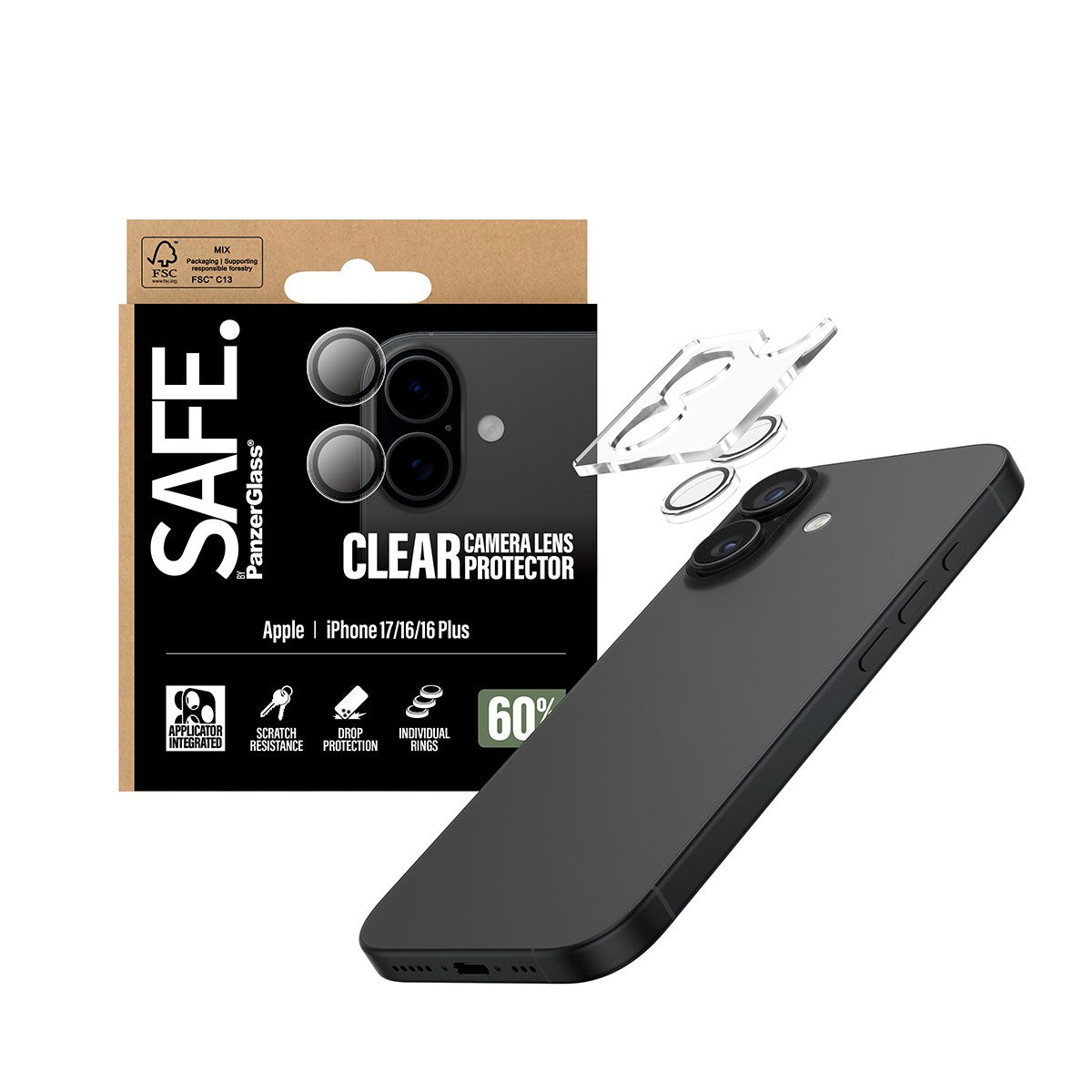 SAFE. by PanzerGlass® Kameralinsebeskytter Transparent iPhone 17 | iPhone 16 | 16 Plus